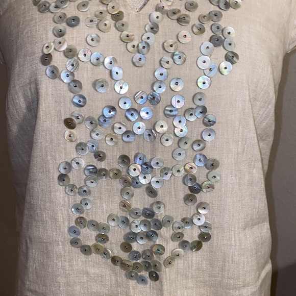 Vineyard Vines linen cap sleeve ivory dress size 4​ - Picture 3 of 9